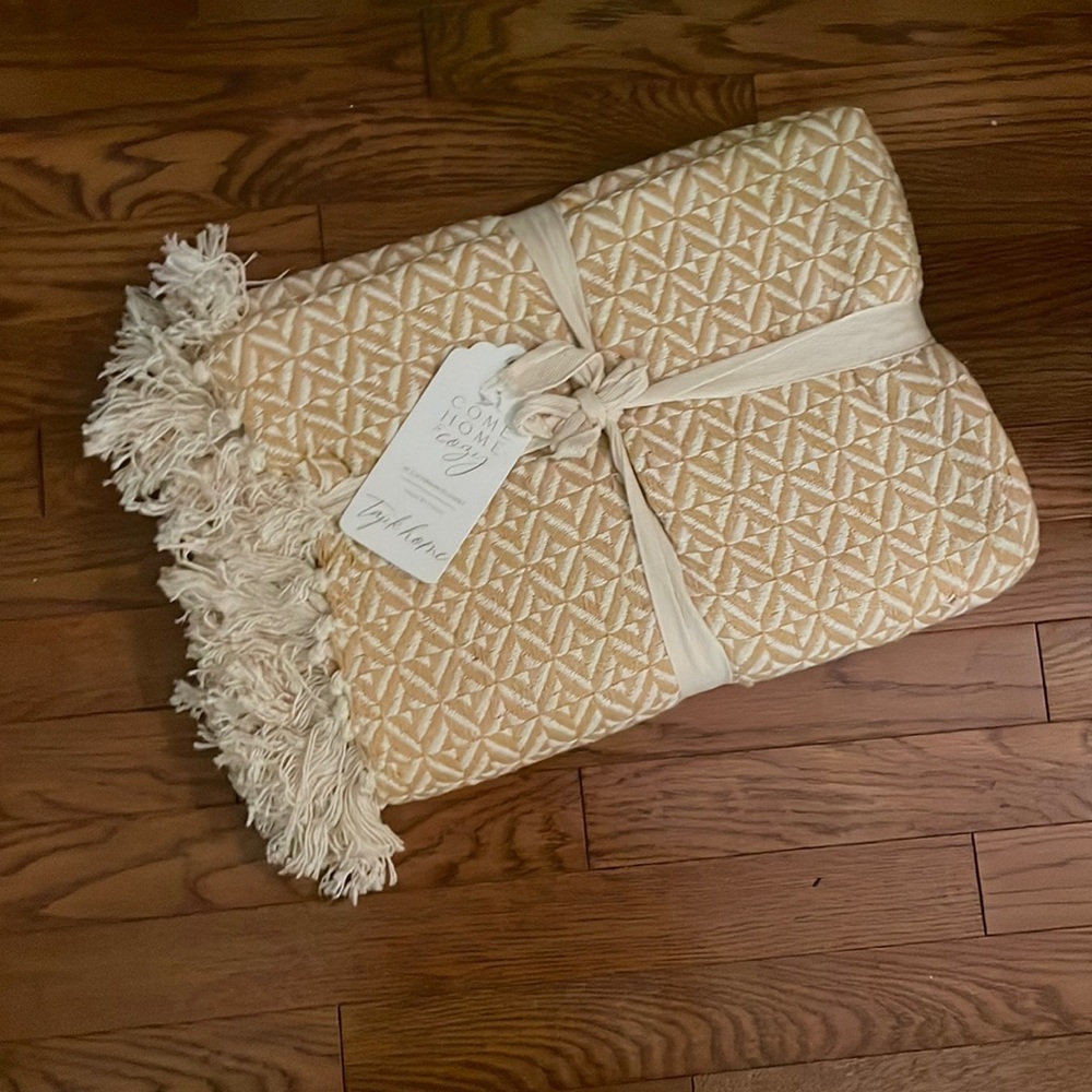 Yellow and White Wool Throw